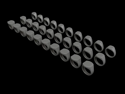 Pacote de tamanhos de anel de sinete de joias v13 S M L Modelo de Impressão 3D