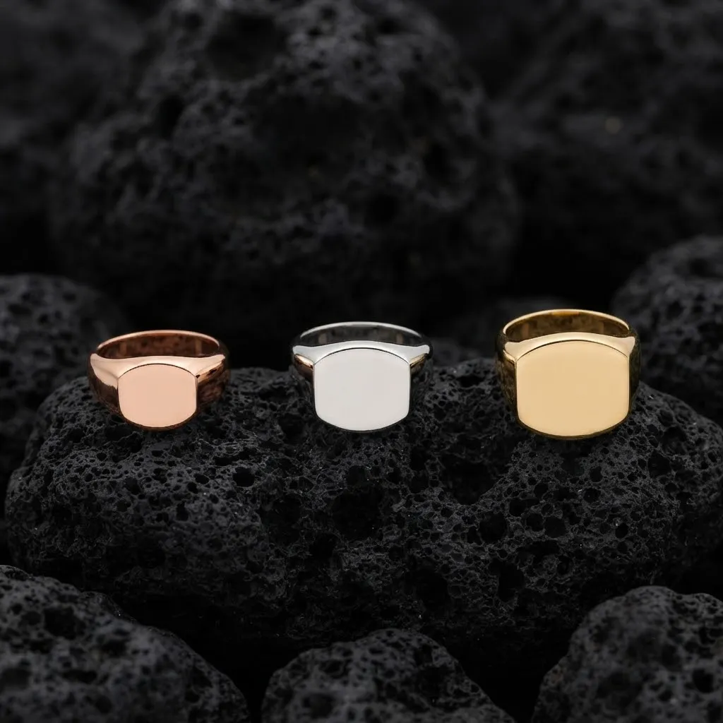 Jewelry Signet Ring v13 S M L Sizes Pack 3D Print Model .c4d .max .obj .3ds .fbx .stl .blend 