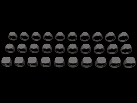 Jewelry Signet Ring v14 S M L Sizes Pack 3D Print Model