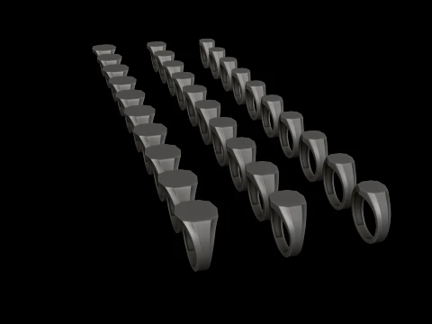 Jewelry Signet Ring v14 S M L Sizes Pack 3D Print Model