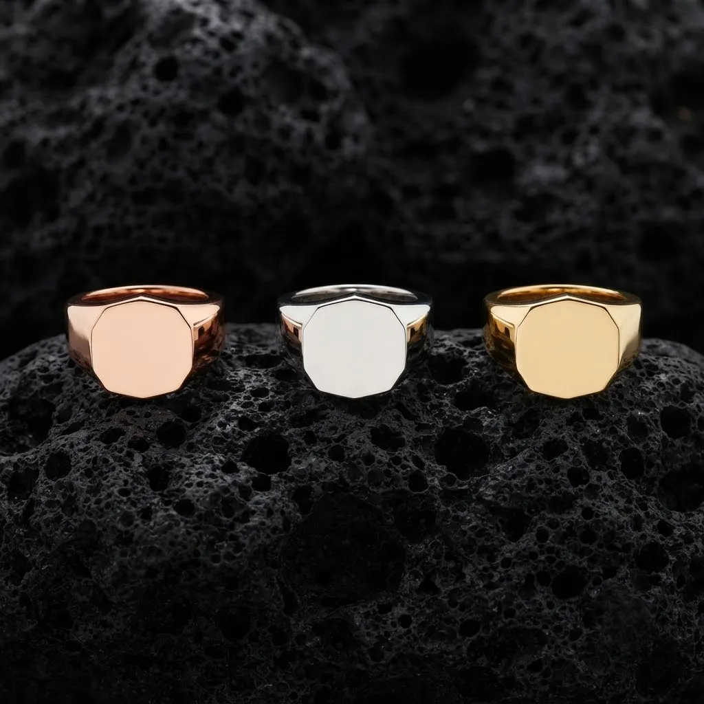 Jewelry Signet Ring v14 S M L Sizes Pack 3D Print Model .c4d .max .obj .3ds .fbx .stl .blend 