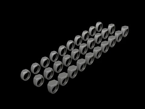 Jewelry Signet Ring v15 S M L Sizes Pack 3D Print Model