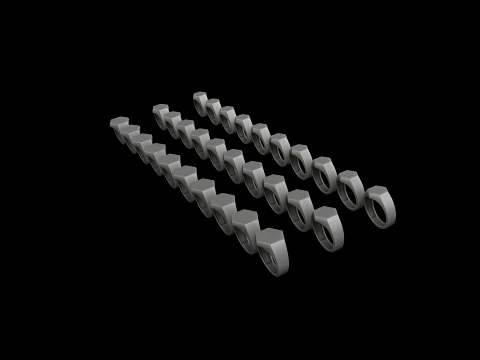 Jewelry Signet Ring v15 S M L Sizes Pack 3D Print Model
