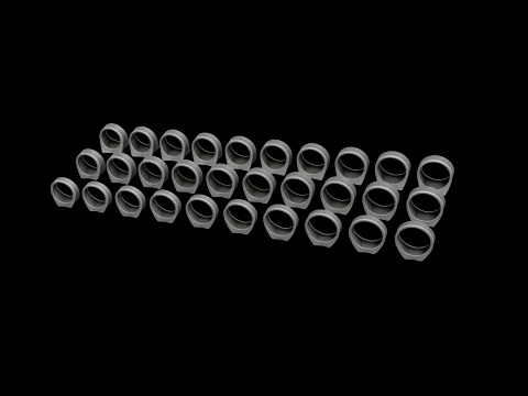 Jewelry Signet Ring v19 S M L Sizes Pack 3D Print Model