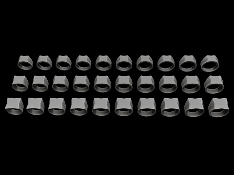 Jewelry Signet Ring v19 S M L Sizes Pack 3D Print Model