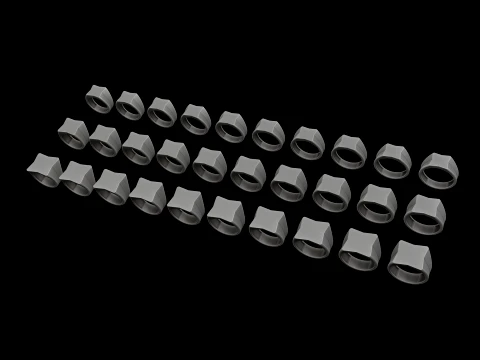 Jewelry Signet Ring v19 S M L Sizes Pack 3D Print Model