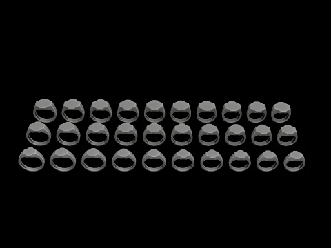 Jewelry Signet Ring v20 S M L Sizes Pack 3D Print Model
