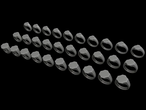 Jewelry Signet Ring v20 S M L Sizes Pack 3D Print Model