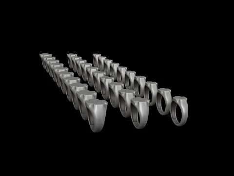 Jewelry Signet Ring v21 S M L Sizes Pack 3D Print Model