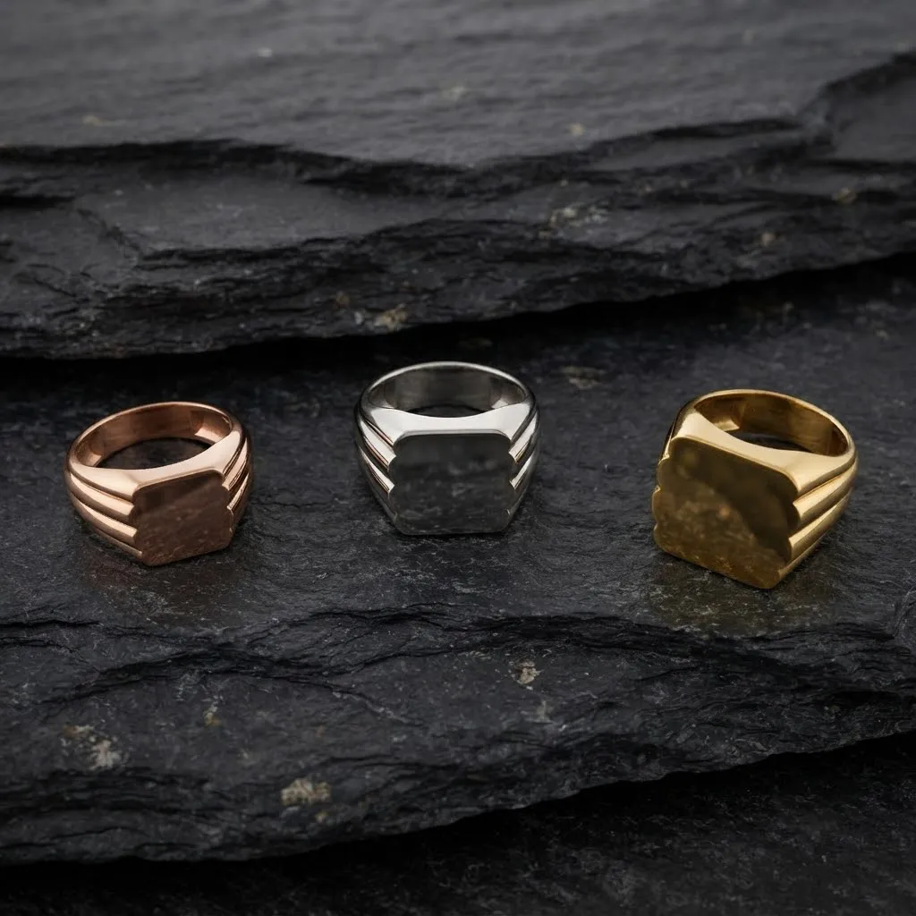 Jewelry Signet Ring v23 S M L Sizes Pack 3D Print Model .c4d .max .obj .3ds .fbx .stl .blend 