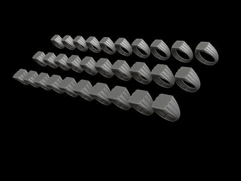 Jewelry Signet Ring v23 S M L Sizes Pack 3D Print Model
