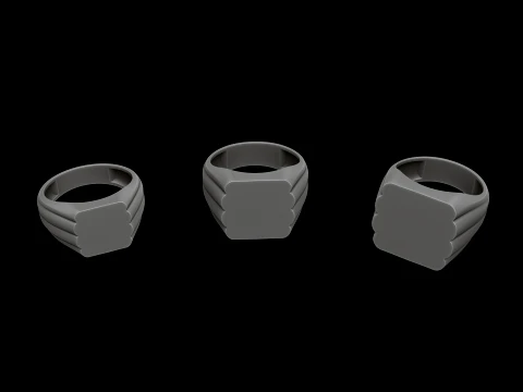 Jewelry Signet Ring v23 S M L Sizes Pack 3D Print Model