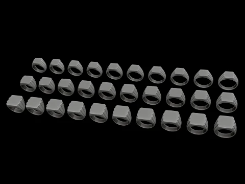 Jewelry Signet Ring v23 S M L Sizes Pack 3D Print Model