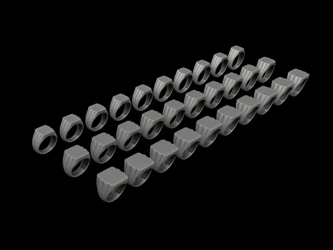 Jewelry Signet Ring v23 S M L Sizes Pack 3D Print Model