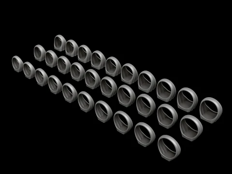 Jewelry Signet Ring v23 S M L Sizes Pack 3D Print Model