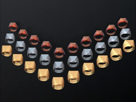 Jewelry Signet Ring v24 S M L Sizes Pack 3D Print Model
