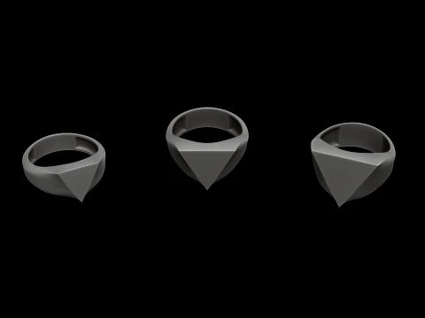 Jewelry Signet Ring v24 S M L Sizes Pack 3D Print Model