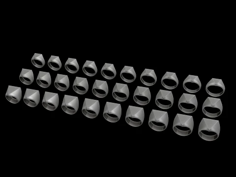 Jewelry Signet Ring v24 S M L Sizes Pack 3D Print Model