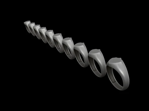 Jewelry Signet Ring v25 S Size 3D print model 3D Print Model