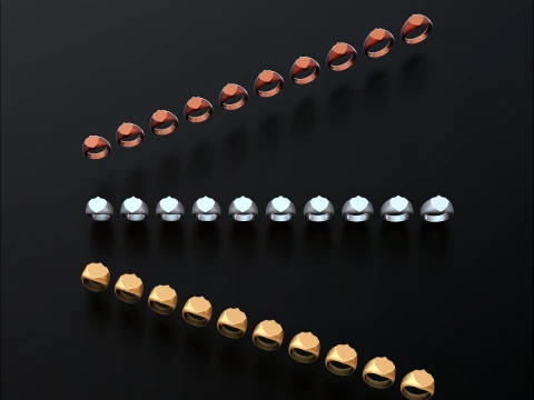 Jewelry Signet Ring v25 S M L Sizes Pack 3D Print Model