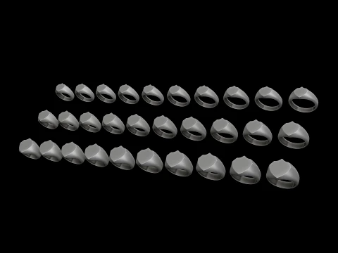 Jewelry Signet Ring v25 S M L Sizes Pack 3D Print Model
