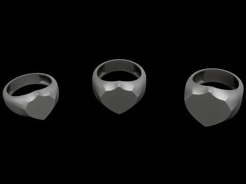 Jewelry Signet Ring v25 S M L Sizes Pack 3D Print Model