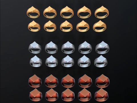 Jewelry Signet Ring v26 S M L Sizes Pack 3D Print Model