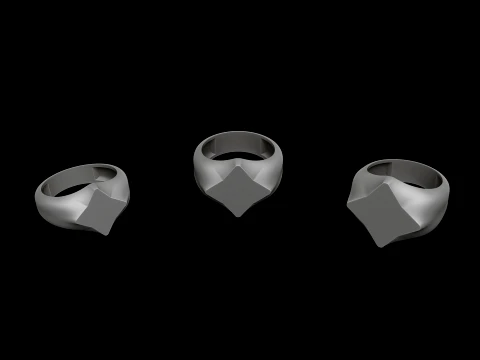 Jewelry Signet Ring v26 S M L Sizes Pack 3D Print Model