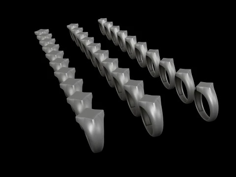 Jewelry Signet Ring v26 S M L Sizes Pack 3D Print Model