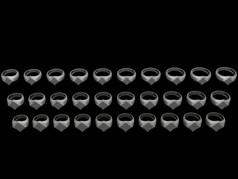 Jewelry Signet Ring v26 S M L Sizes Pack 3D Print Model