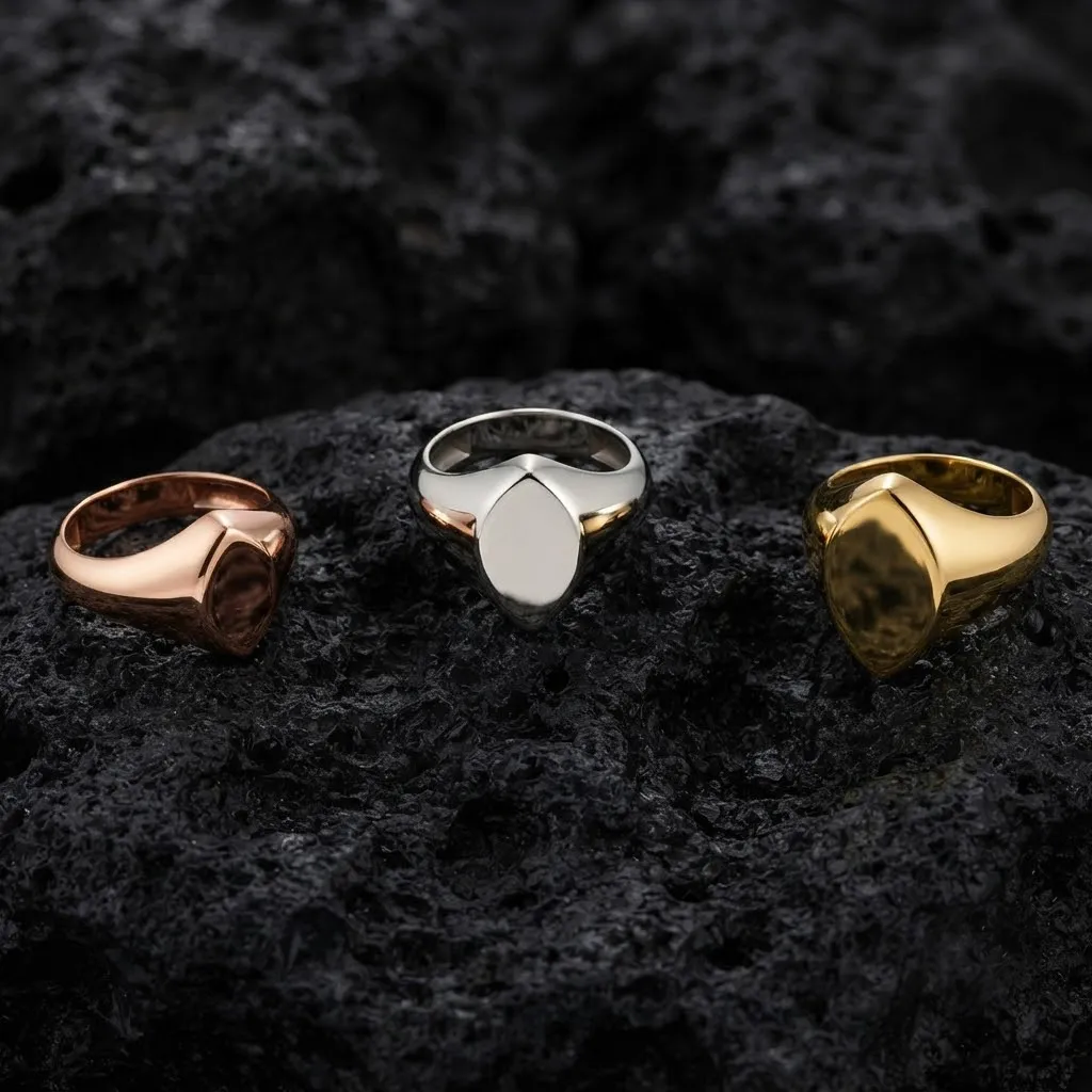 Jewelry Signet Ring v27 S M L Sizes Pack 3D Print Model .c4d .max .obj .3ds .fbx .stl .blend 