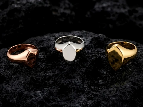 Jewelry Signet Ring v27 S M L Sizes Pack 3D Print Model