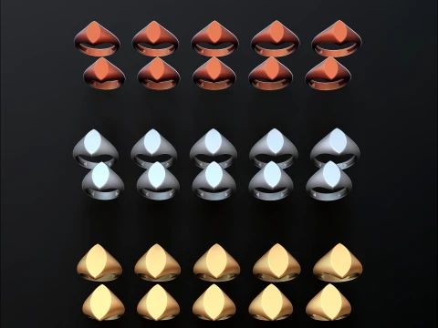 Jewelry Signet Ring v27 S M L Sizes Pack 3D Print Model