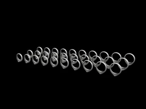 Jewelry Signet Ring v27 S M L Sizes Pack 3D Print Model