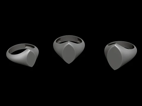 Jewelry Signet Ring v27 S M L Sizes Pack 3D Print Model