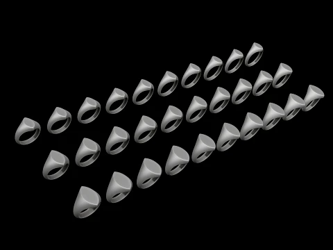 Jewelry Signet Ring v27 S M L Sizes Pack 3D Print Model