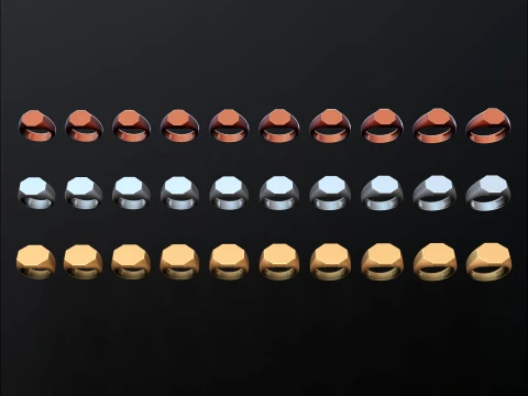 Jewelry Signet Ring v28 S M L Sizes Pack 3D Print Model