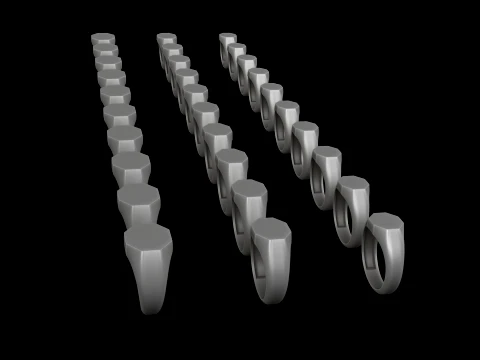 Jewelry Signet Ring v28 S M L Sizes Pack 3D Print Model