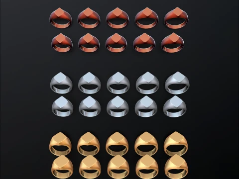 Jewelry Signet Ring v30 S M L Sizes Pack 3D Print Model