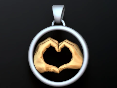 Couple Love Hands Pendant 3D print model 3D Print Model