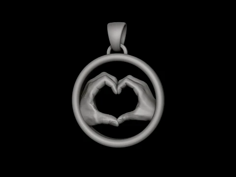 Couple Love Hands Pendant 3D print model 3D Print Model