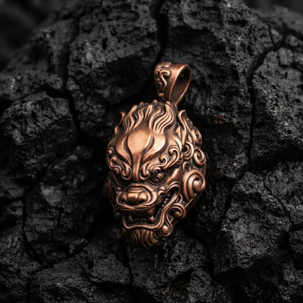 Chinese Foo Dog Lion Dragon Pendant 3D print model 3D Print Model .c4d .max .obj .3ds .fbx .stl .blend 