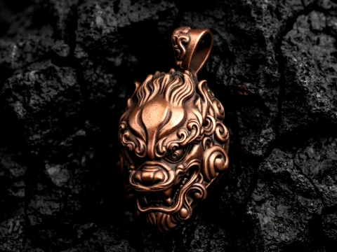 Chinese Foo Dog Lion Dragon Pendant 3D print model 3D Print Model