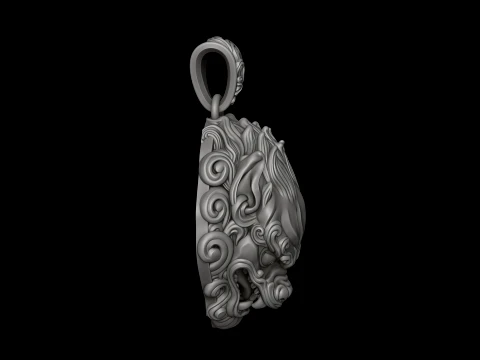Chinese Foo Dog Lion Dragon Pendant 3D print model 3D Print Model
