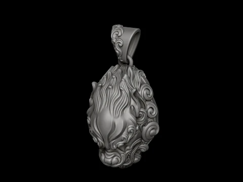 Chinese Foo Dog Lion Dragon Pendant 3D print model 3D Print Model