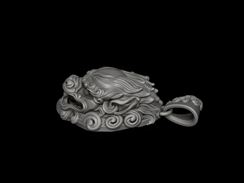 Chinese Foo Dog Lion Dragon Pendant 3D print model 3D Print Model