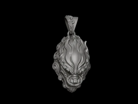 Chinese Foo Dog Lion Dragon Pendant 3D print model 3D Print Model