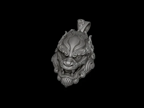 Chinese Foo Dog Lion Dragon Pendant 3D print model 3D Print Model