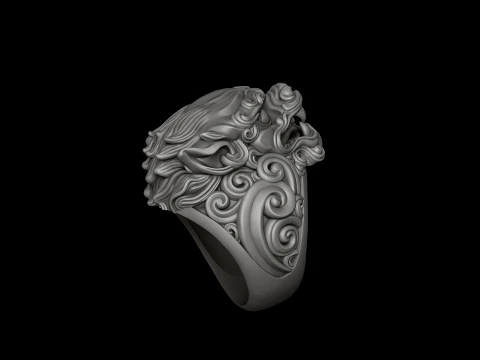 Chinese Foo Dog Lion Dragon Ring Pendant Collection Pack 3D Print Model