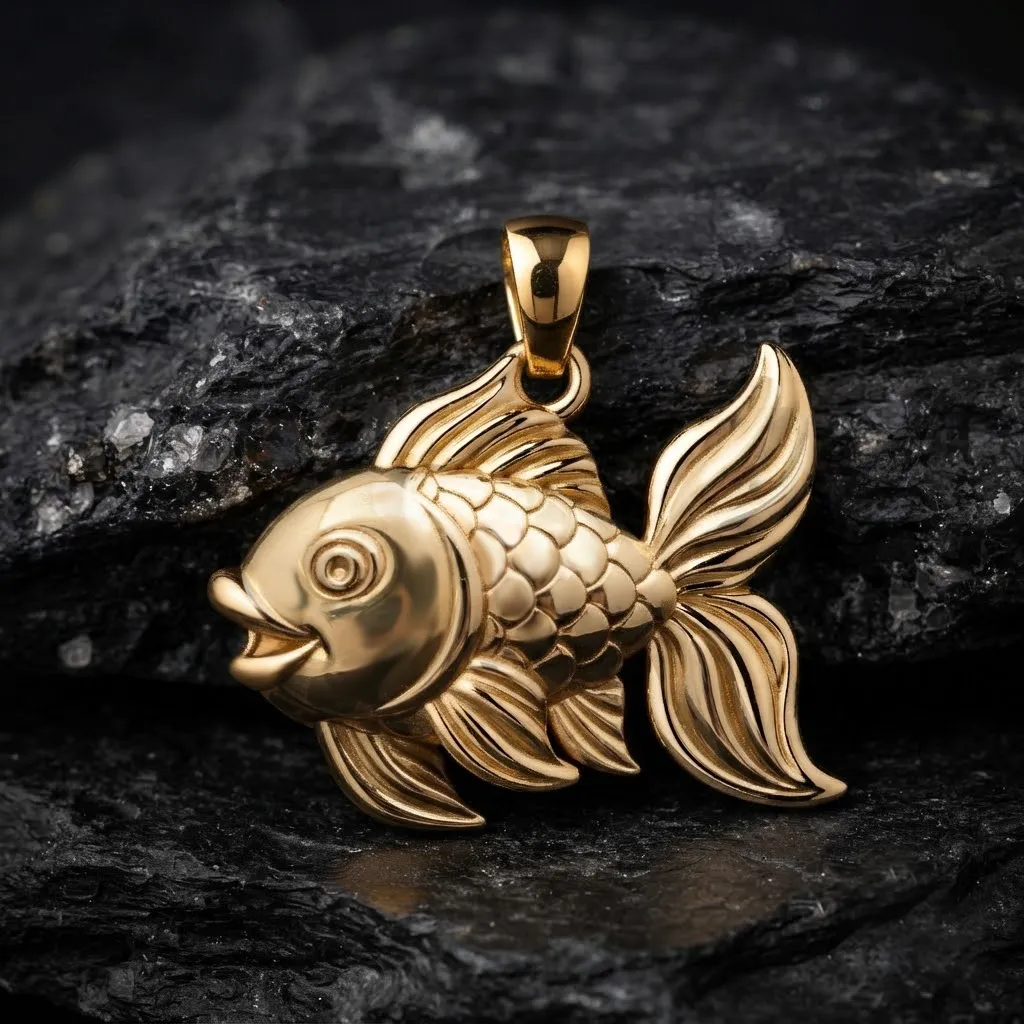 Golden Fish Pendant 3D print model 3D Print Model .c4d .max .obj .3ds .fbx .stl .blend 